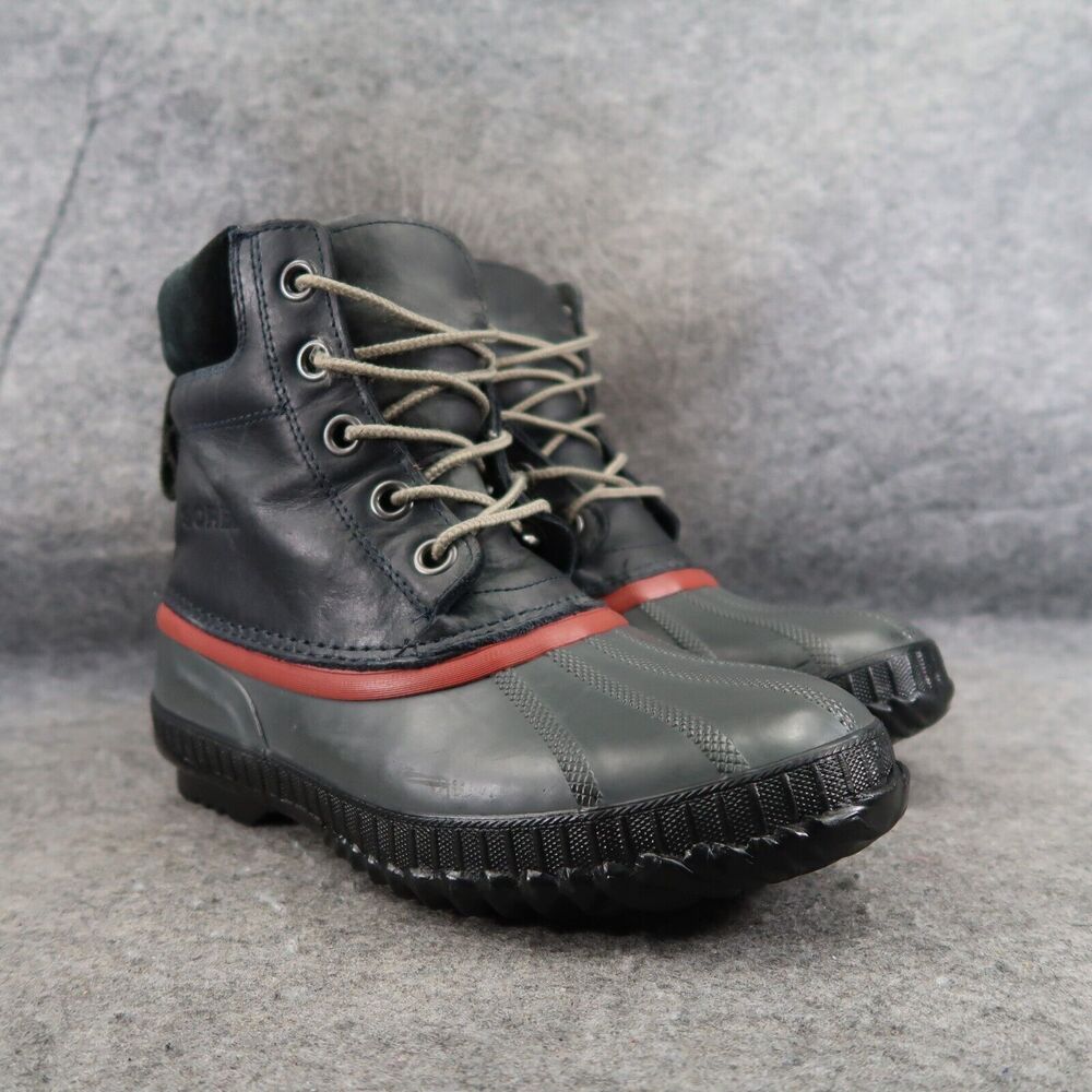 Sorel Boots Men 6 Snow Winter Cheyanne II Leather Rubber Lace Up Waterproof Grey